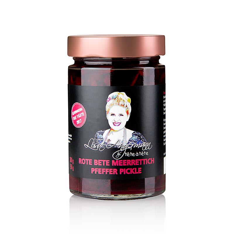Pickle de betterave rouge marinée, raifort et poivre de Lisa Angermann, 300 g - Équilibre parfait entre l'aigre-doux et le piquant, fait à la main et avec des ingrédients frais, idéal pour les plats de gibier, les soupes, le poisson et les salades