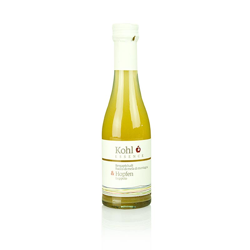 Le jus de pomme de montagne jaune paille intense avec houblon, dont les arômes épicés et amers contrastent avec la douceur du jus de pomme, montre de la fermeté et de la plénitude au palais et a une longue finale Idéal pour les plats épicés, piquants, grillés, les pizzas, les fromages forts et les desserts à base de café
