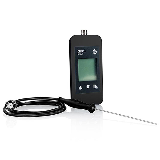 Chef's Probe Thermometer m Digitalanzeige, Einstechf 80cm Kabel,1,5mm, schwarz, 1 St - Thermomètre précis pour la mesure exacte de la température à cœur de la viande, du poisson et de la volaille Idéal pour les cuisiniers amateurs et professionnels dans la cuisine