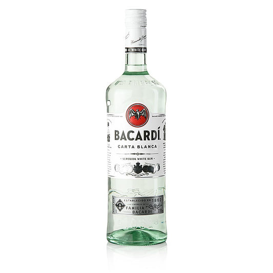 Bacardi Carta Blanca Superior White Rum, 37,5 % vol, 1 l - Bouteille de rhum clair de qualité supérieure de Bacardi