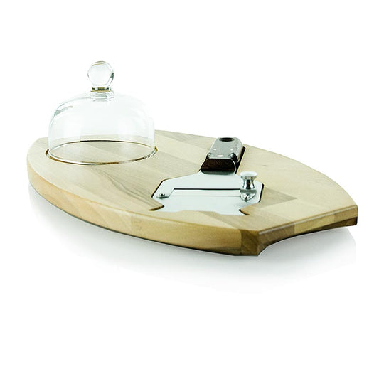 Set cadeau rabot à truffes, clochette, couvercle en verre sur planche en bois, incl. rabot à truffes, 3 pcs.