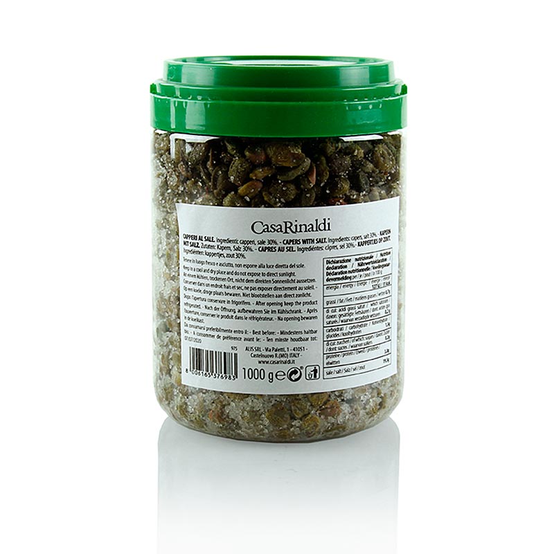 Câpres au sel, Casa Rinadli, 1 kg - Boutons de fleurs de câpres marinés, épicés et âpres, idéaux pour accompagner les mayonnaises, les salades et les sauces froides, conservés dans du sel pour des mélanges d'épices plus secs