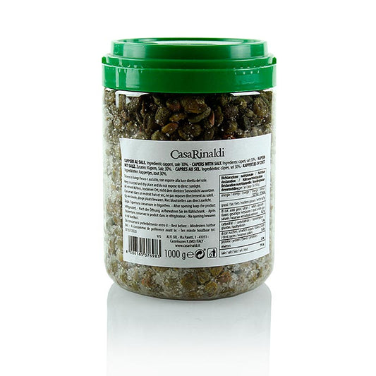 Câpres au sel, Casa Rinadli, 1 kg - Boutons de fleurs de câpres marinés, épicés et âpres, idéaux pour accompagner les mayonnaises, les salades et les sauces froides, conservés dans du sel pour des mélanges d'épices plus secs
