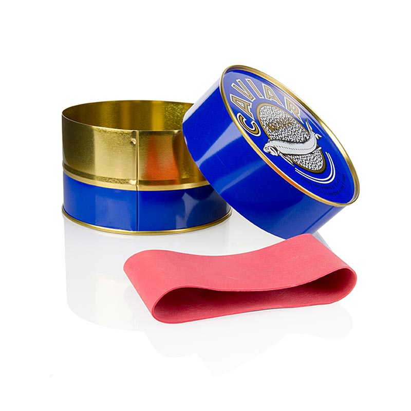 Boîte à caviar vide bleu foncé avec un élégant motif de caviar, convient pour 1000g de caviar