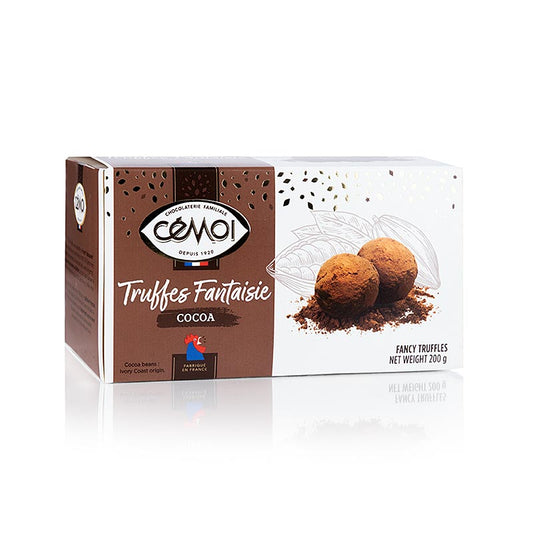 Confiserie à la truffe fondante de France avec des notes de vanille et une fine enveloppe de cacao, à déguster idéalement légèrement réfrigérée, 200 g