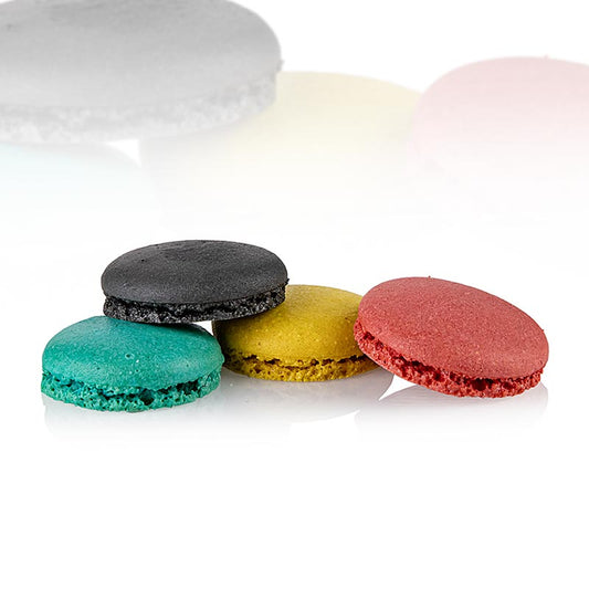 Macarons mélange 2 (96 de chaque noir, cassis, citron, turquoise), env. Ø3,5cm, 921 g, 384 pcs