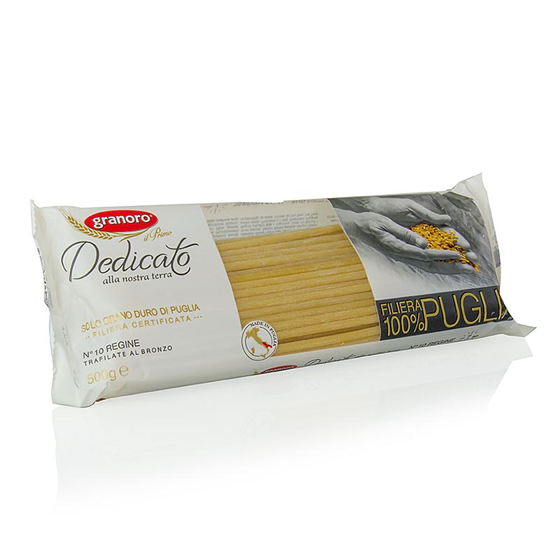 Granoro Dedicato - Regine Maccaroni, No10, 10 kg, 20 x 500g - Longues pâtes tubulaires droites de la meilleure semoule de blé dur, sans oeufs, environ 25cm de long, 4mm de large, de l'Italie, dédiées à l'agriculture et la tradition des Pouilles