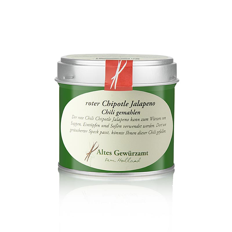 Chili rouge moulu Chipotle Jalapeno, parfait pour assaisonner les soupes, les ragoûts et les sauces, avec un arôme de chocolat fumé et sucré et une note fruitée corsée, de Altes Gewürzamt, 80 g