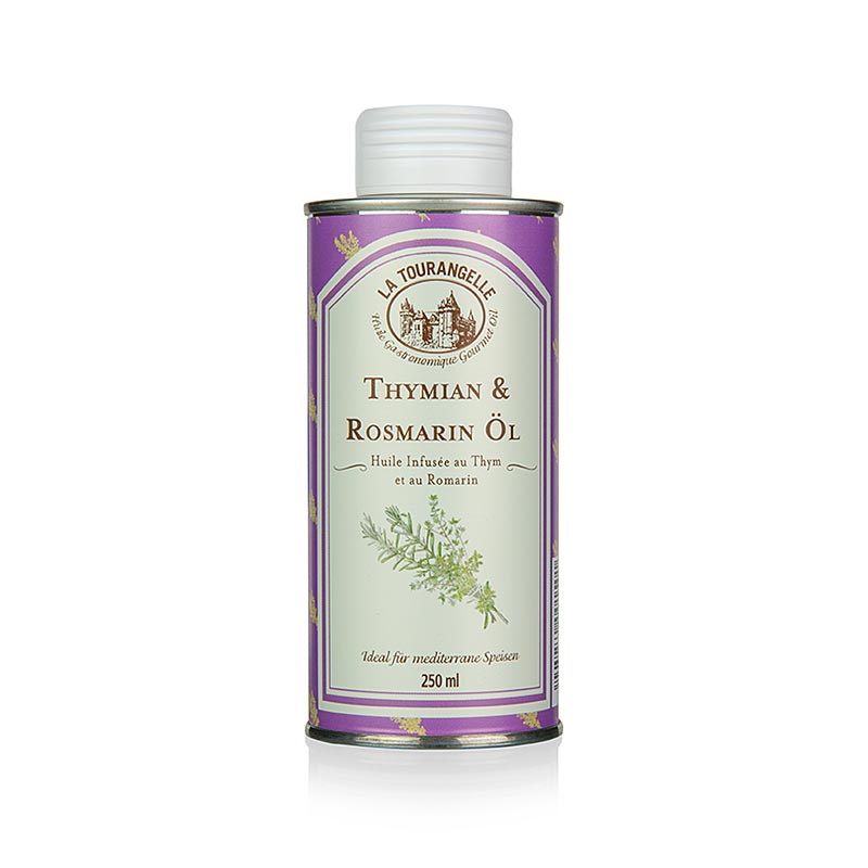 Huile de thym et de romarin de La Tourangelle, 250 ml, condiment aromatique pour viandes, poissons, marinades et vinaigrettes, donne à vos plats un flair méditerranéen