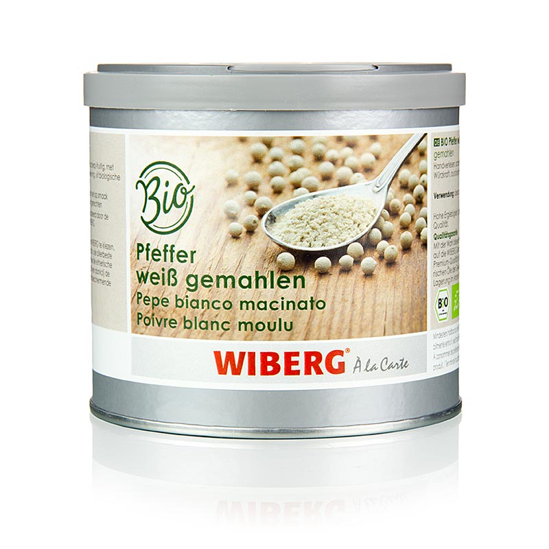 Poivre blanc moulu Wiberg BIO, 250 g  Sel, poivre, épices, arômes, légumes secs | thungourmet