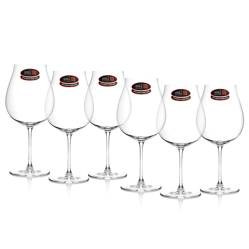 Verre Riedel Veritas - Nouveau Monde Pinot Noir/Nebbiolo (0449/67), en boîte cadeau, 6 pcs - verre finement proportionné, usiné pour le Pinot Noir, le Nebbiolo et le Champagne rosé, idéal pour un usage quotidien, avec un calice qui permet au bouquet de se développer complètement et maximise les notes fruitées, basé sur l'ADN des cépages et spécialement conçu pour les vins du Nouveau Monde, lavable au lave-vaisselle, hauteur : 235 mm, capacité : 800 ccm