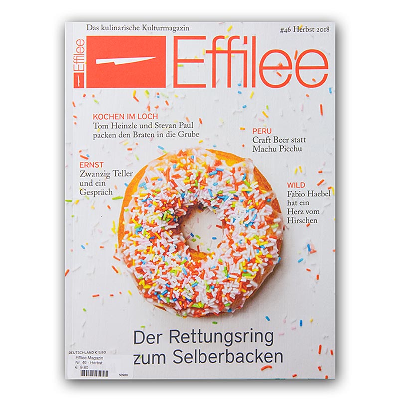 Couverture du magazine Effilee pour l'alimentation et la vie, numéro 46, présente de délicieuses recettes, des articles fascinants et des interviews de grands chefs Découvrez la passion du bien manger et du bien boire !