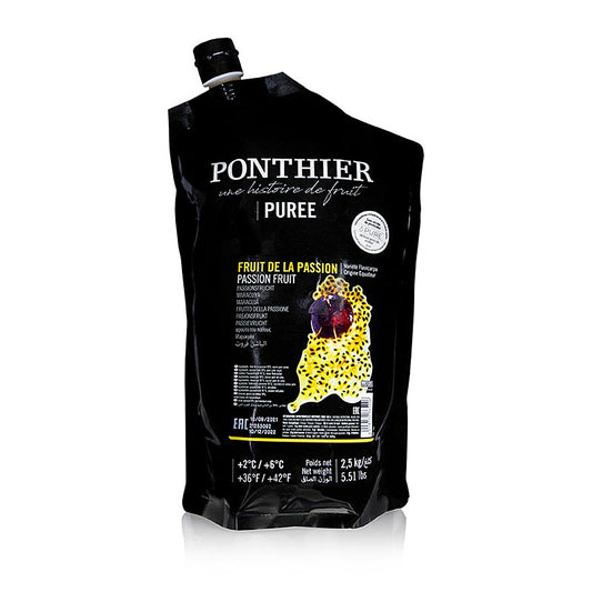 Ponthier Purée de fruits de la passion (maracuja) avec sucre, 2,5kg, 2,5 kg - délicieuse purée pour les desserts, les cocktails et les créations culinaires, fabriquée à partir de fruits de la passion soigneusement sélectionnés, idéale pour la cuisine et pour surprendre les invités