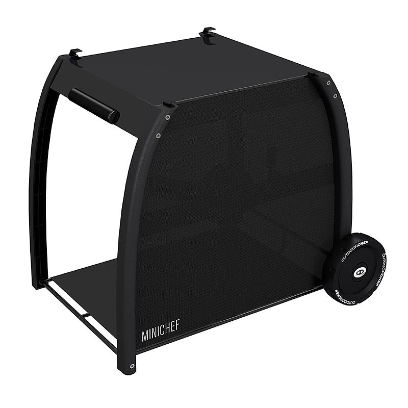 Station d'accessoires noire Outdoorchef pour le barbecue 420 E + G, Minichef, 1 pièce, idéale pour ranger les ustensiles et accessoires du barbecue en plein air