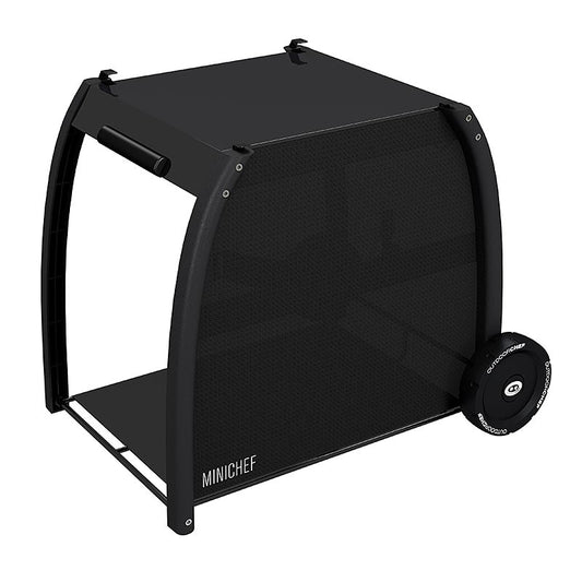 Station d'accessoires noire Outdoorchef pour le barbecue 420 E + G, Minichef, 1 pièce, idéale pour ranger les ustensiles et accessoires du barbecue en plein air