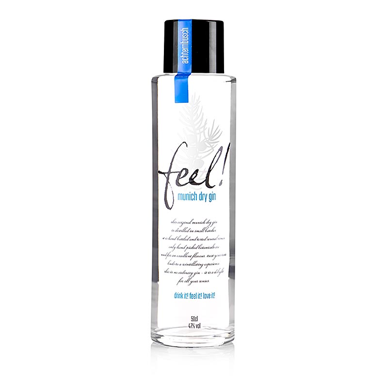 Feel Munich Dry Gin, 47% vol, BIO, 500 ml - gin premium artisanal fabriqué à Munich, Allemagne, avec des ingrédients biologiques