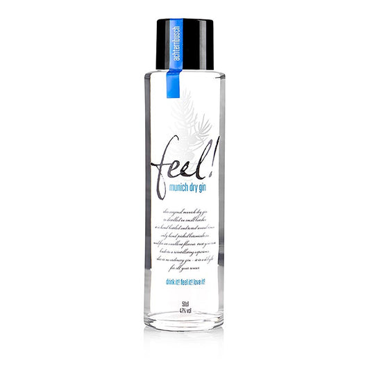 Feel Munich Dry Gin, 47% vol, BIO, 500 ml - gin premium artisanal fabriqué à Munich, Allemagne, avec des ingrédients biologiques