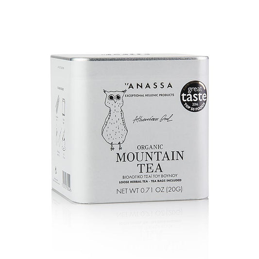Organic ANASSA Greek Mountain Tea (Thé de montagne) en 20 sachets de thé, 20g en vrac, infusion de plantes médicinales