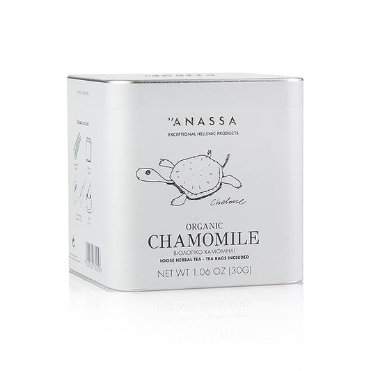 Organic ANASSA Chamomile Tea (Thé de camomille) avec 20 sachets, 30g en vrac, pour une expérience de perfusion herbale apaisante et relaxante