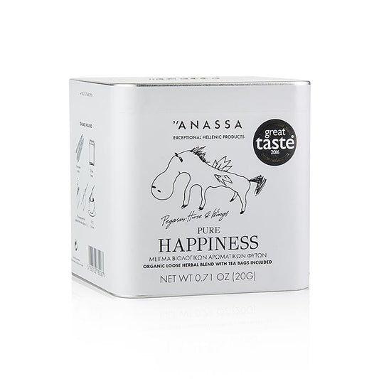 ANASSA Pure Happiness Tea, un thé aux herbes en vrac en 20 sachets biodégradables, 20g, certifié biologique
