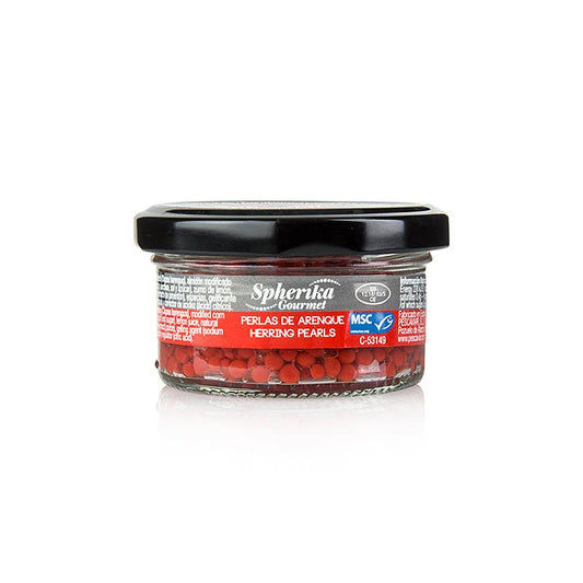 Rote Spherika Gourmet Heringsperlen, 50 g - Luxuriöser Kaviarersatz zum Garnieren und Verfeinern von Gerichten