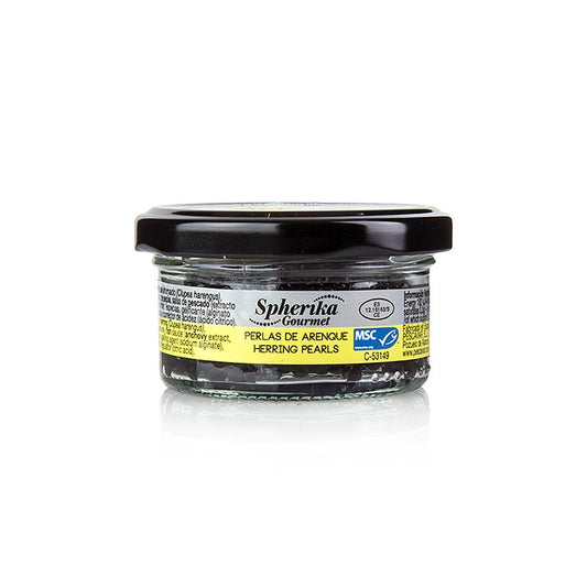 Perles de hareng noir, dont l'aspect et le goût ressemblent à ceux du caviar, idéales pour les gourmets et les occasions spéciales, à acheter en Suisse