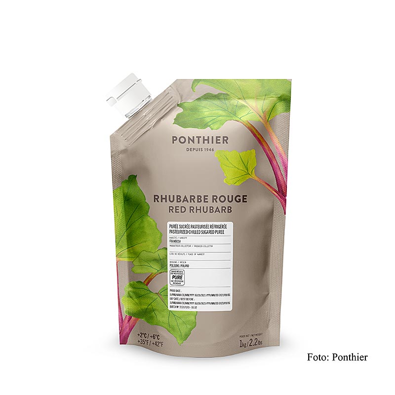 Purée - Rhubarbe rouge, avec sucre, 1 kg
