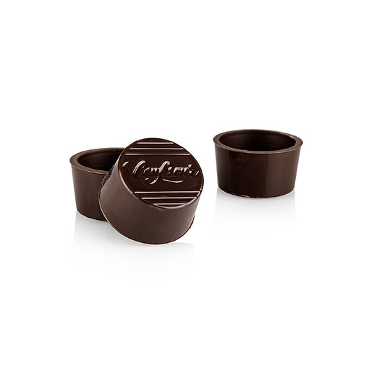 Demi-coques de pralinés au chocolat noir de taille Ø 30/25/16mm de Läderach, 2,016 kg, 672 pcs Idéal pour enrober les pralinés et les produits chocolatés