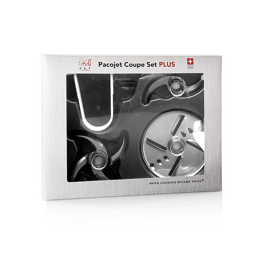 PACOJET Coupe Set PLUS (2 couteaux+ 1 disque de frappe + pince à couteaux) pour PJ PLUS 2, 4 pcs - Set d'accessoires de haute qualité pour la PACOJET PLUS 2, comprenant 2 couteaux, 1 disque de frappe et une pince à couteaux