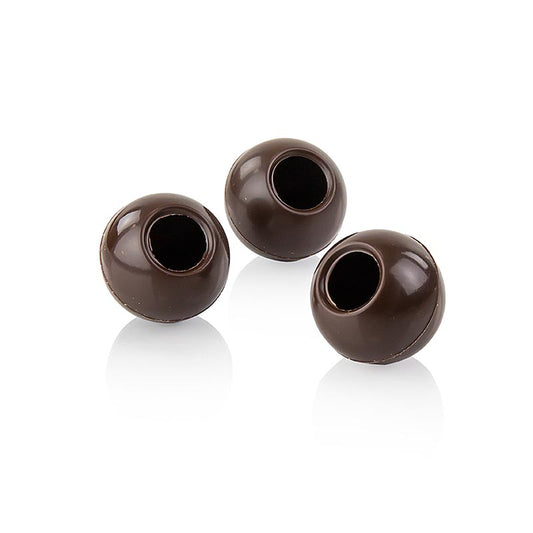 Boules creuses à la truffe, chocolat noir, ø 29mm, Läderach, 1,436 kg, 378 pcs - Boules creuses à la truffe de qualité supérieure en chocolat noir extra fin, idéales pour être fourrées de garnitures individuelles comme du whisky, du kirsch ou du champagne