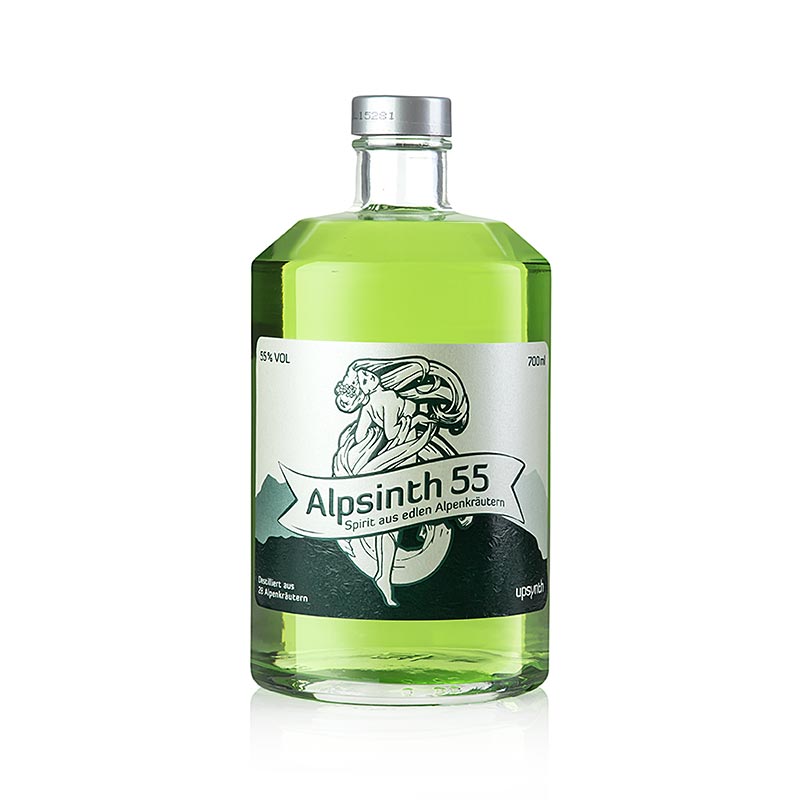 Alpsinth 55, upsynth, 55% vol, 700 ml - Liqueur aux herbes dans une bouteille de 700 ml avec 55% d'alcool