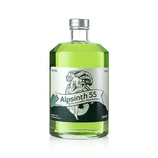 Alpsinth 55, upsynth, 55% vol, 700 ml - Liqueur aux herbes dans une bouteille de 700 ml avec 55% d'alcool