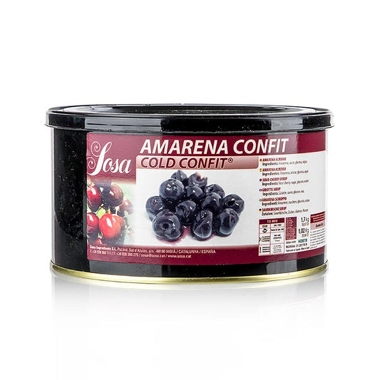 Paquet de 1,7 kg Sosa Cold Confit - Cerises Amarena, entières (37206), soigneusement confites à froid, idéales pour les desserts, les glaces et les pâtisseries, expérience gustative fruitée unique