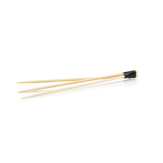 Brochettes en bambou, 3 pointes, liées en noir, 9cm, 100 pcs - idéales pour les piques, brochettes, sticks, accessoires de barbecue, couverts et vaisselle Un must pour tout maître barbecue amateur !