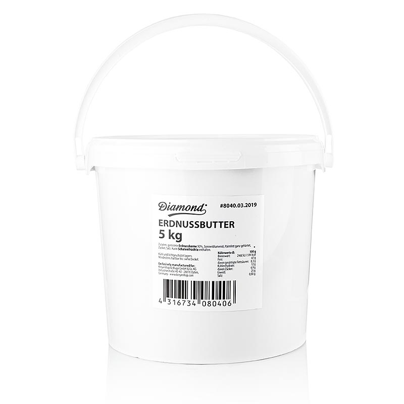 Pâte d'arachide, Diamond, 5 kg - Pâte d'arachide finement moulue pour tartiner et sauce saté Donne aux plats le goût unique des graines de cacahuètes grillées