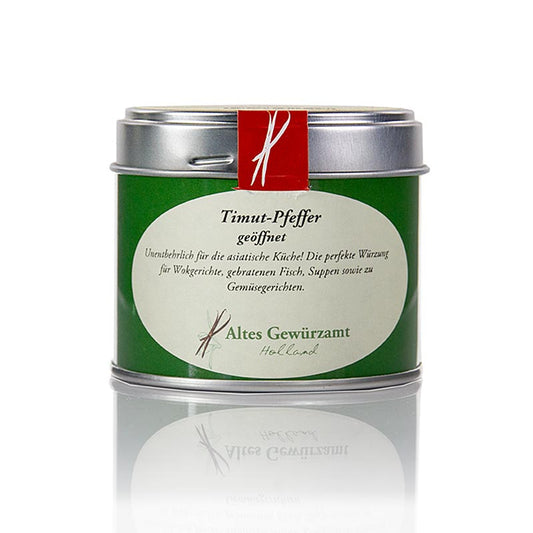 Poivre Timut du Népal, entier, ouvert, Altes Gewürzamt, 40 g - Spécialité de poivre du Népal, également appelé poivre de pamplemousse, indispensable pour la cuisine asiatique