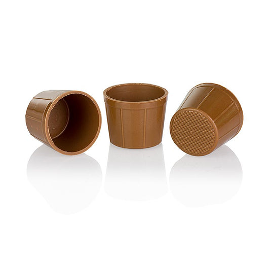 Petit pot de crème au chocolat au lait, diamètre 35mm, hauteur 28mm, 6g/pièce