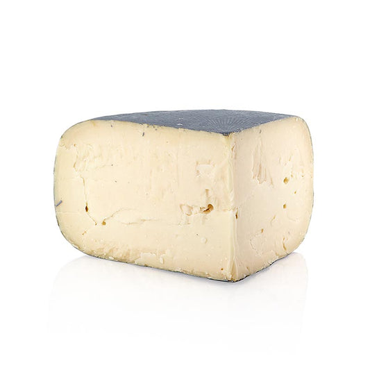 Gaiss noir, fromage au lait de chèvre, affiné 8 mois, Kaeskuche, ca1000 g - Un fromage de chèvre à pâte ferme avec des notes sauvages et florales, fabriqué à partir de lait cru de chèvre noble allemande