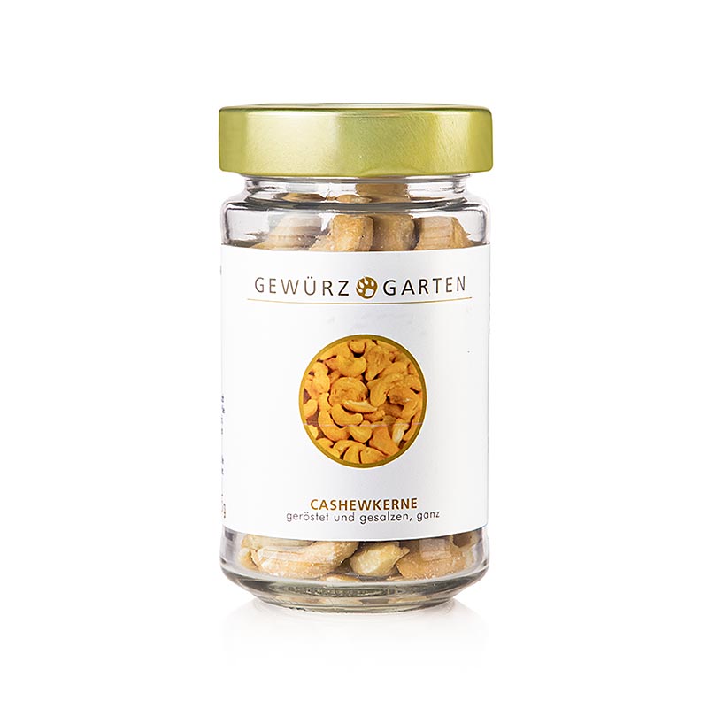 Noix de cajou Gewürzgarten , entières, grillées, salées, 115 g - Snack de qualité supérieure avec raffinage naturel au sel de mer, parfait pour la route et la cuisine