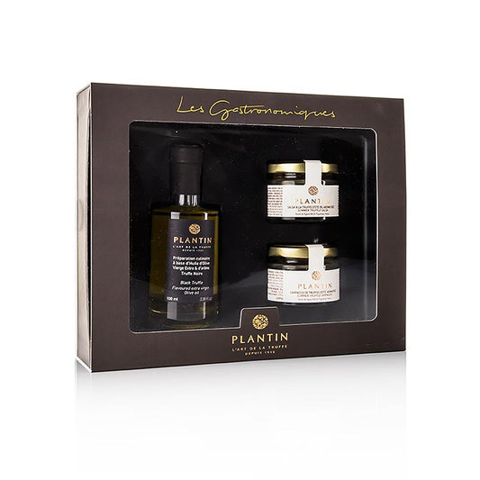 Coffret apéritif à la truffe avec huile de truffe noire, carpaccio et salsa