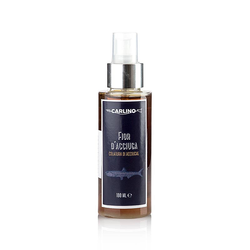 Colatura di Acciughe, Sauce d'anchois, Carlino, 100 ml - une sauce d'anchois fermentée, qui mûrit pendant des mois dans des fûts en bois et qui est parfaite pour les plats de pâtes, peut également remplacer le sel, ne nécessite qu'une cuillère à café par personne