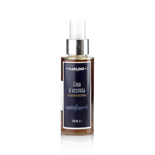 Colatura di Acciughe, Sauce d'anchois, Carlino, 100 ml - une sauce d'anchois fermentée, qui mûrit pendant des mois dans des fûts en bois et qui est parfaite pour les plats de pâtes, peut également remplacer le sel, ne nécessite qu'une cuillère à café par personne