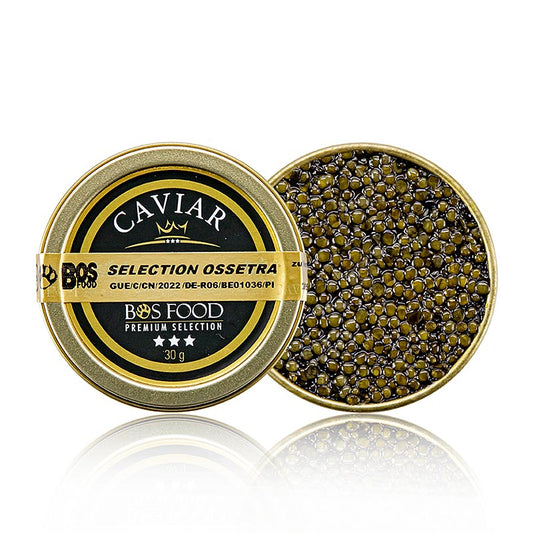 Sélection de caviar Ossetra (Acipenser gueldenstaedtii), 30 g