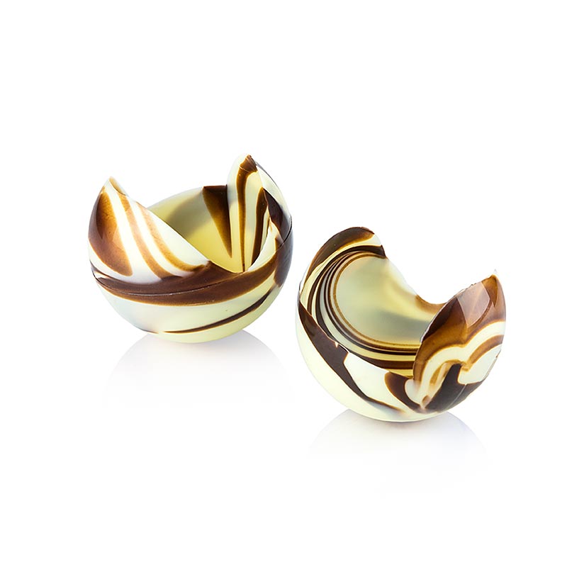 Moule à chocolat Rose, moyen, marbré blanc, Ø60mm, La Rose Noire, 600 g, 40 pcs - Superbes roses en chocolat blanc marbré, taille moyenne, fabriquées par La Rose Noire, 600 g, emballage de 40 pièces
