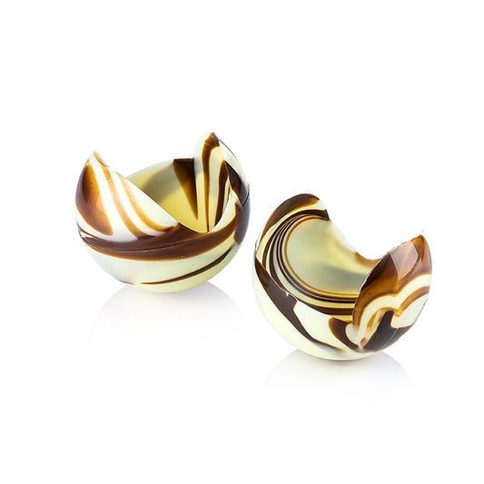 Moule à chocolat Rose, moyen, marbré blanc, Ø60mm, La Rose Noire, 600 g, 40 pcs