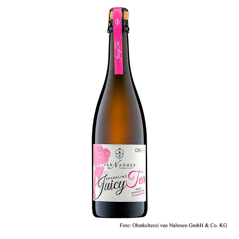 Sparkling Juicy Tea - Rose - Darjeeling - Rhubarbe, van Nahmen, BIO, 750 ml