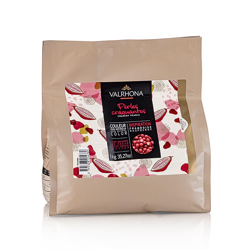 Perles croustillantes Inspiration Framboise fourrées aux céréales, parfaites pour les créations individuelles, combinant un délicieux cœur croustillant avec une couleur framboise naturelle et intense