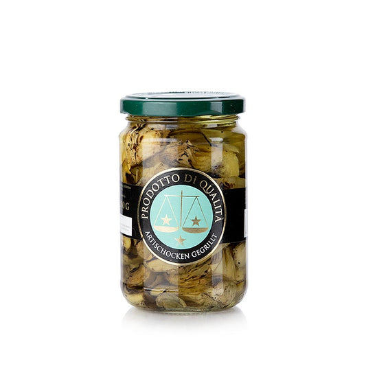 Artichauts marinés - Carciofi sott'olio de La Bilancia, 280 g dans un mélange d'huile d'olive épicée Savourez cet antipasti classique de la Méditerranée !
