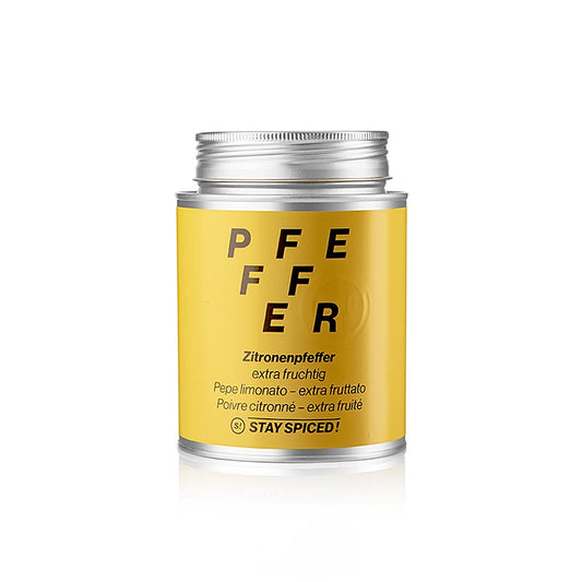 Préparation d'épices Poivre au citron extra fruité, fruité intense avec une note citronnée, pour le poisson, les salades, les escalopes et les desserts, mélange harmonisé avec des notes de poivre et de citron, boîte à saupoudrer de 440 g