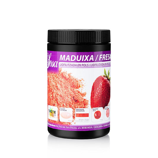 Photo montrant Sosa Poudre - Fraise lyophilisée (38650), 250 g, fabriquée par Sosa Ingredients SL, un des principaux fabricants d'ingrédients haut de gamme pour la gastronomie et la pâtisserie en Espagne, dont l'objectif est d'élargir et d'améliorer constamment ses lignes de produits, en tenant compte de la qualité, de la technologie et de l'innovation les plus élevées.